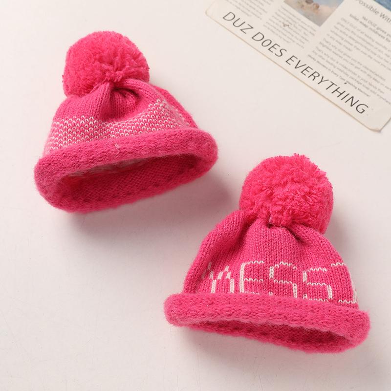 1Pcs Cute Doll House Doll Mini Woolen English Ball Hat Handmade Woven Knitted Woolen Head Covers Diy Decoration Toy For Children