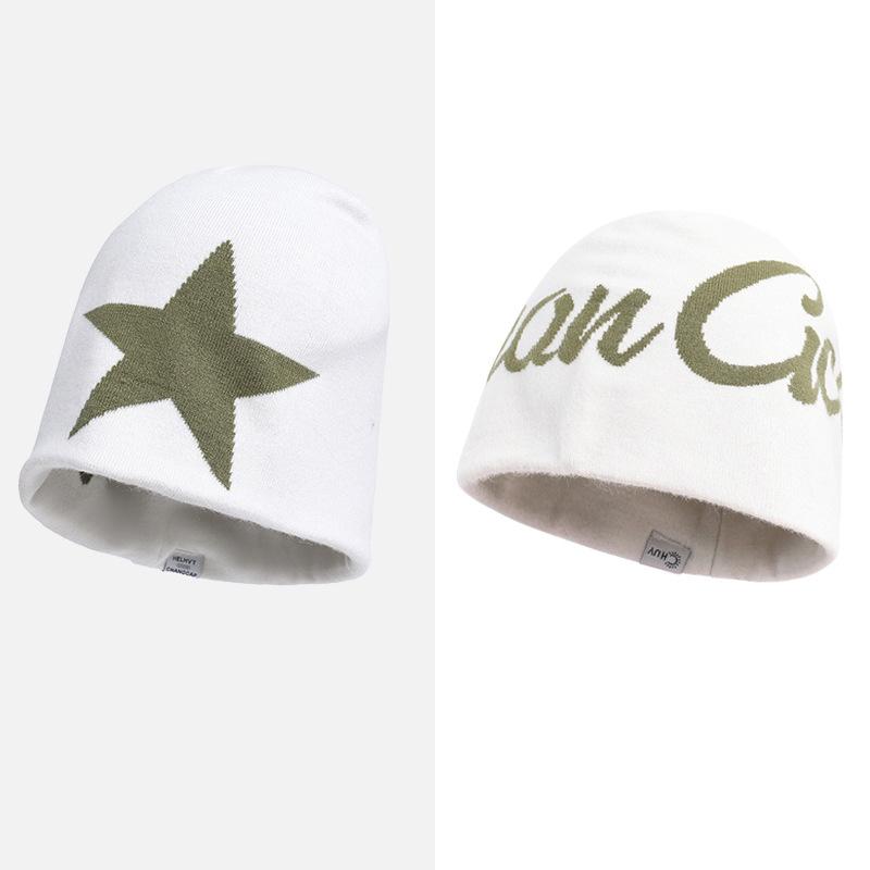 Autumn Winter Hat Women's Knitted Letter Wool Hat Warm Ear Protection Hat