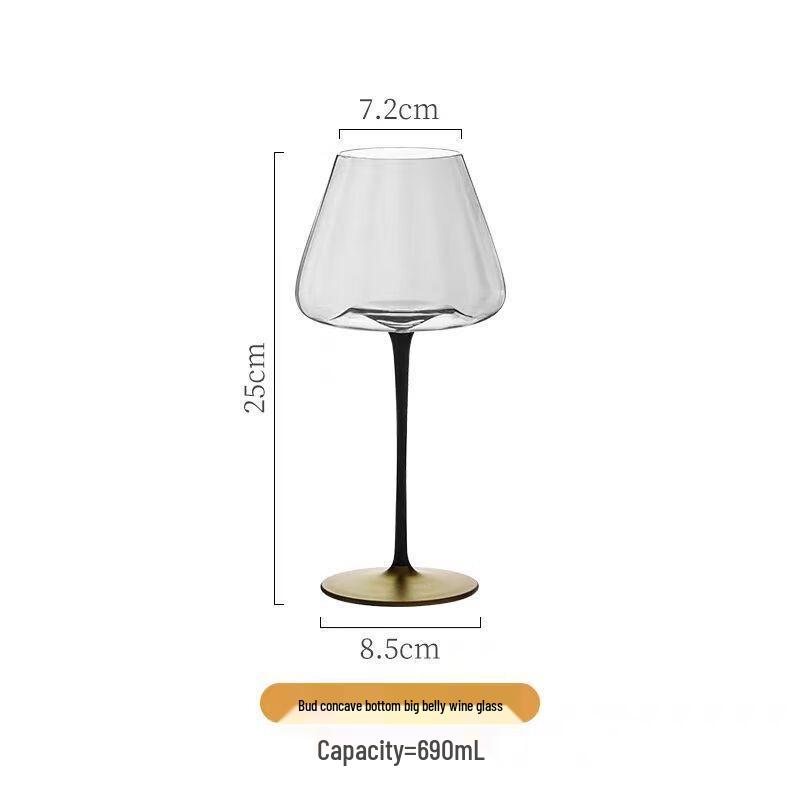 Black Stem Burgundy Crystal Wine & Champagne Glasses