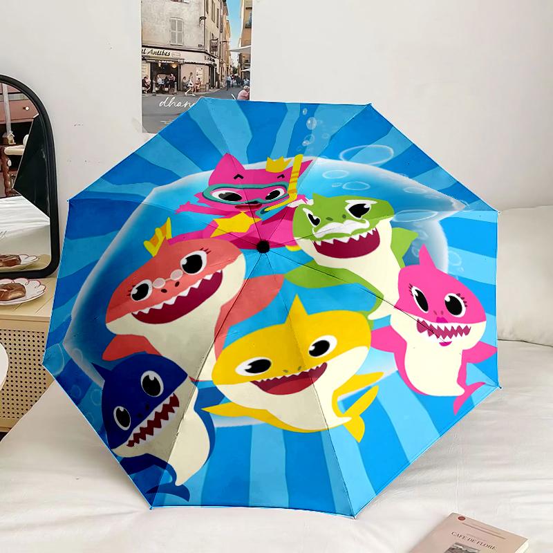 Cartoon Shark Dance Party Umbrella 8-Frame for Travel, camping, Casual Lightweight Portable Umbrella, Essential for every family Holidays Gift