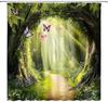 Verzauberter Wald Duschvorhang Fantasy Grün Natur Baum Floral Schmetterling Märchen Wunderland Dschungel Regenwald Natürlich