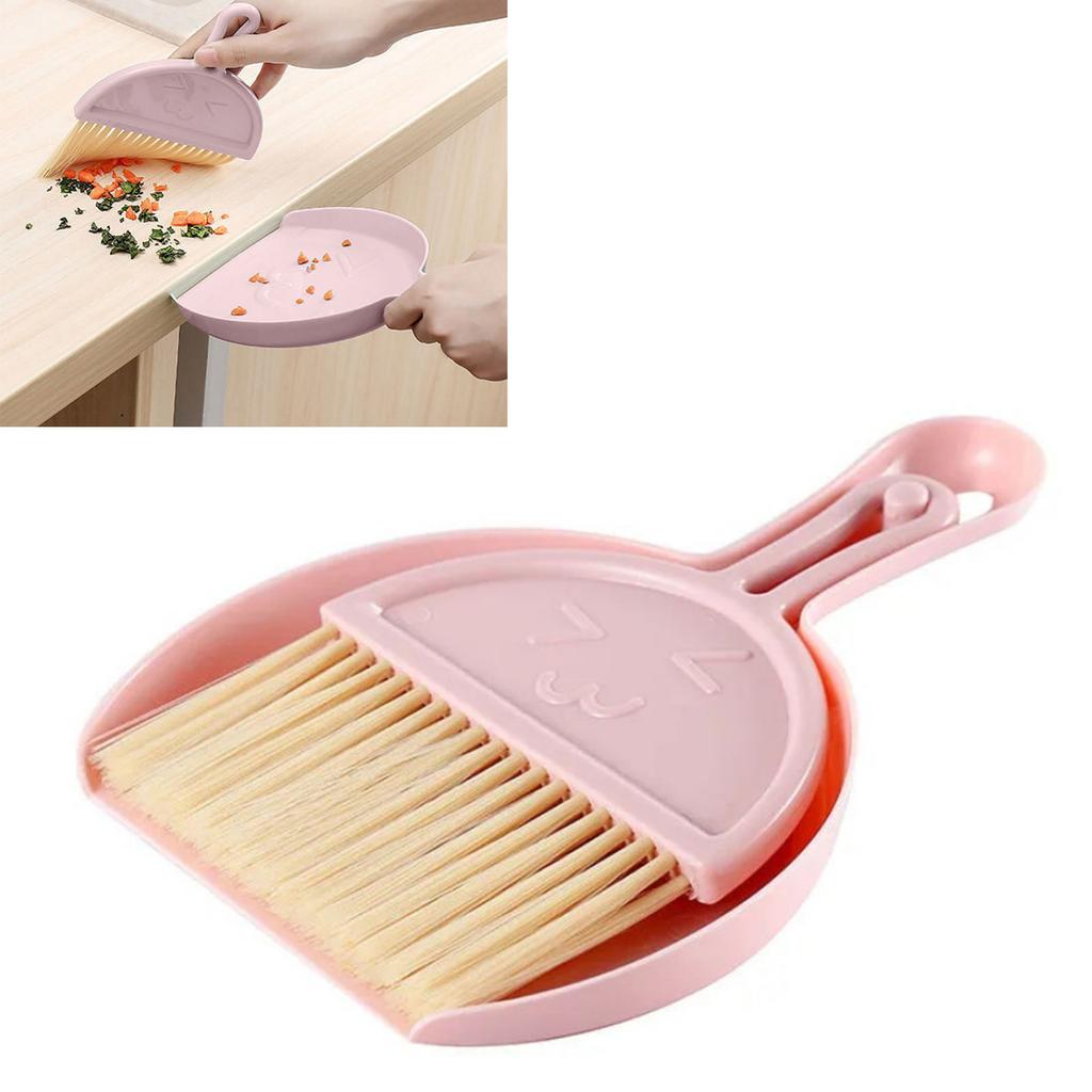 Mini Broom Dustpan Set Smile Face Plastic Handheld Efficient Cleaning Portable Tiny Brush Dustpan