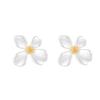 Korean Gardenia S999 Silver Flower Earrings for Women - Fresh Summer Sweet Style