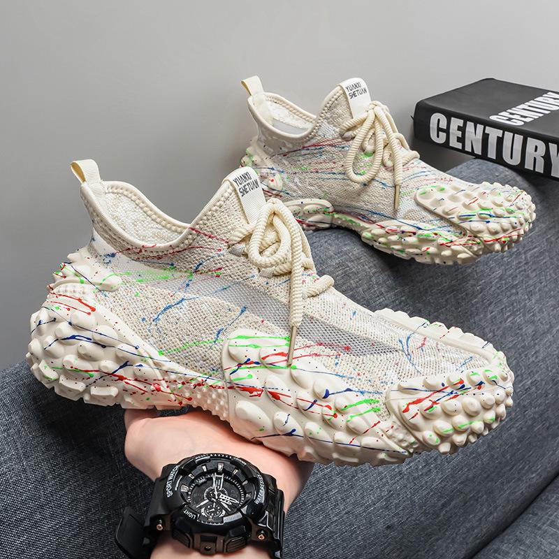 2026 New Men s Breathable Mesh Graffiti Dad Shoes - Trendy Korean-Style Fashion 39