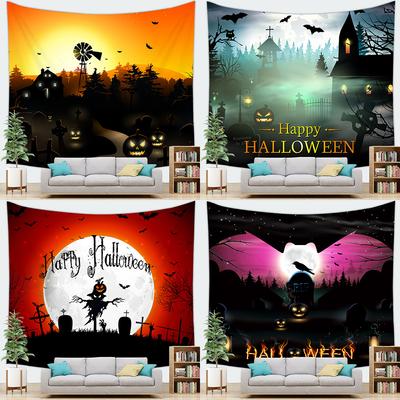 Διακοσμητικό Ταπετσαρία Halloween Τέχνη Κρεμαστή Φοιτητική Εστία Σαλόνι Δωμάτιο Διακόσμηση Τοίχου Υφασμάτινο Φόντο Τρομακτικό Κολοκύθα Κρανίο Διακόσμηση Σπιτιού Ταπετσαρία