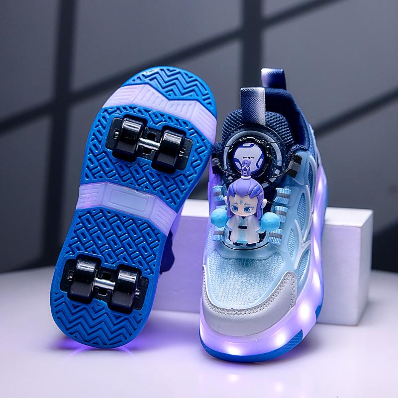 Kids' Light-Up Roller Sneakers: Four-Wheel Invisible Skates