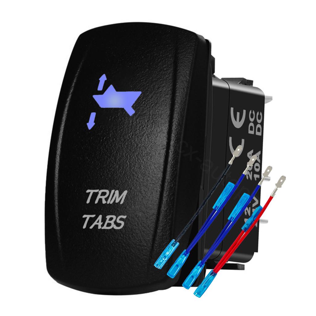 12V 24V Boat Trim Tabs Switch (ON)-OFF-(ON) Momentary Rocker Switch Waterproof Blue Light ON-OFF Toggle Switch With Harness Switches4