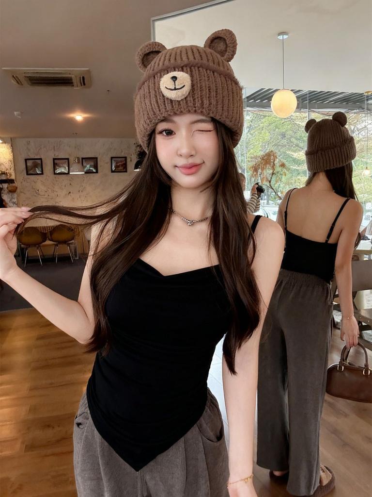 Spring New Unique Chic Slim Spice Girl Irregular with Chest Pad Sling Vest Women's Bottom Design Top