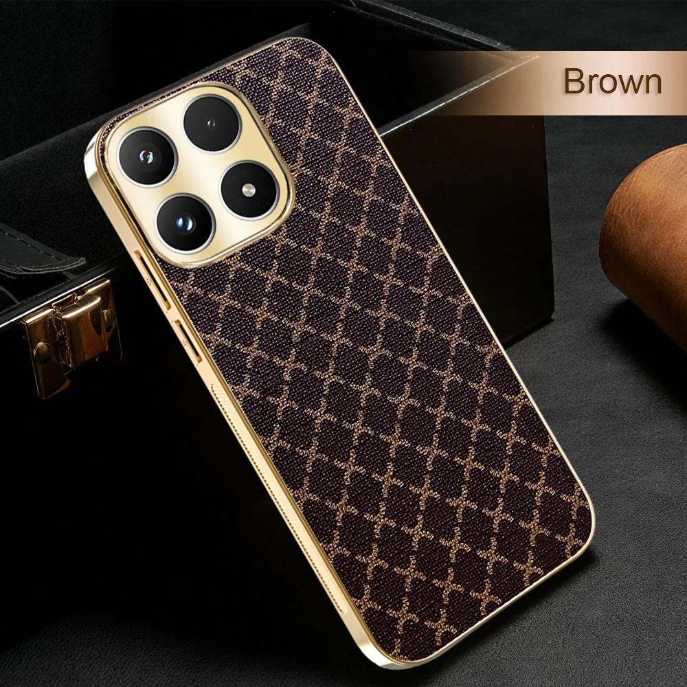 Leder Handyhülle für Motorola Moto Edge 50 Fusion Edge 60 PRO 60 Neo G96 G86 Retro Gittermuster Vergoldeter Rahmen Hartschale
