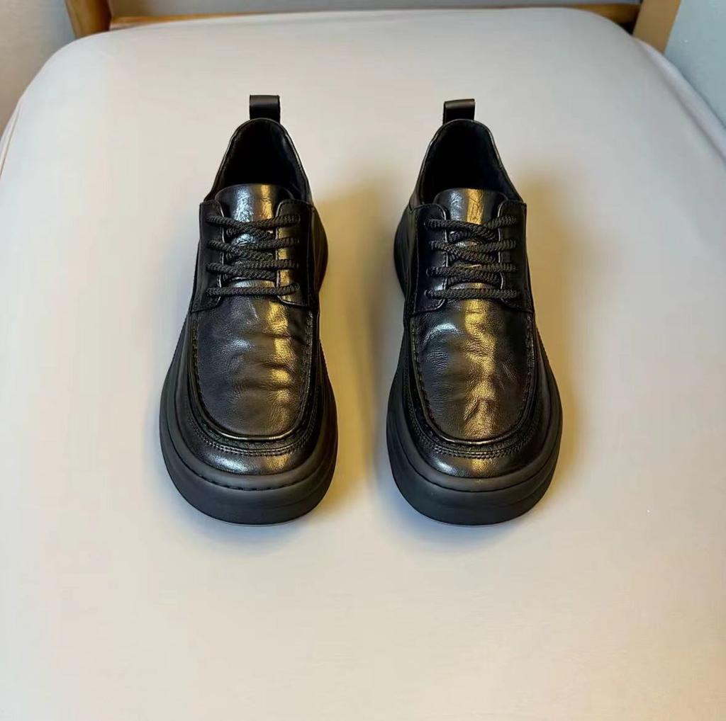 Herrenschuhe 2025 Herbst neue reines Leder Business Casual Slipper bequem runde Zehenkappe Mode vielseitig weiche Sohle Lederschuhe Herren