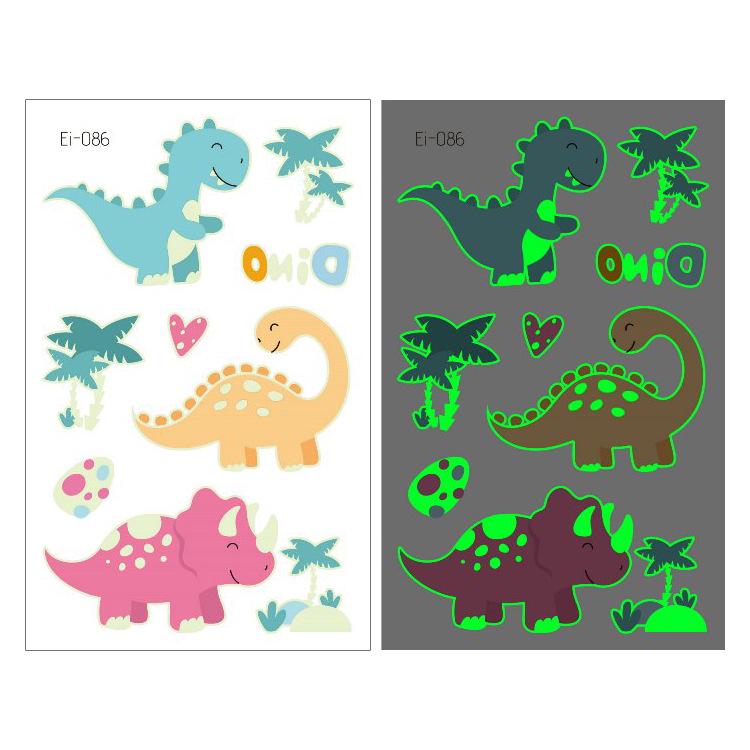 Adesivi Tatuaggi Temporanei di Dinosauri che si Illuminano al Buio per Bambini