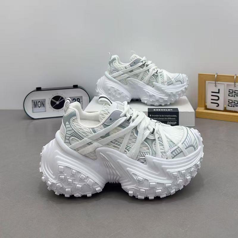 Fashion 7 cm Women Platform Sneakers Cross-straps Design Casual Shoes Vintage Lace Up Sneakers Tennis Outdoor Sports Shoes Female