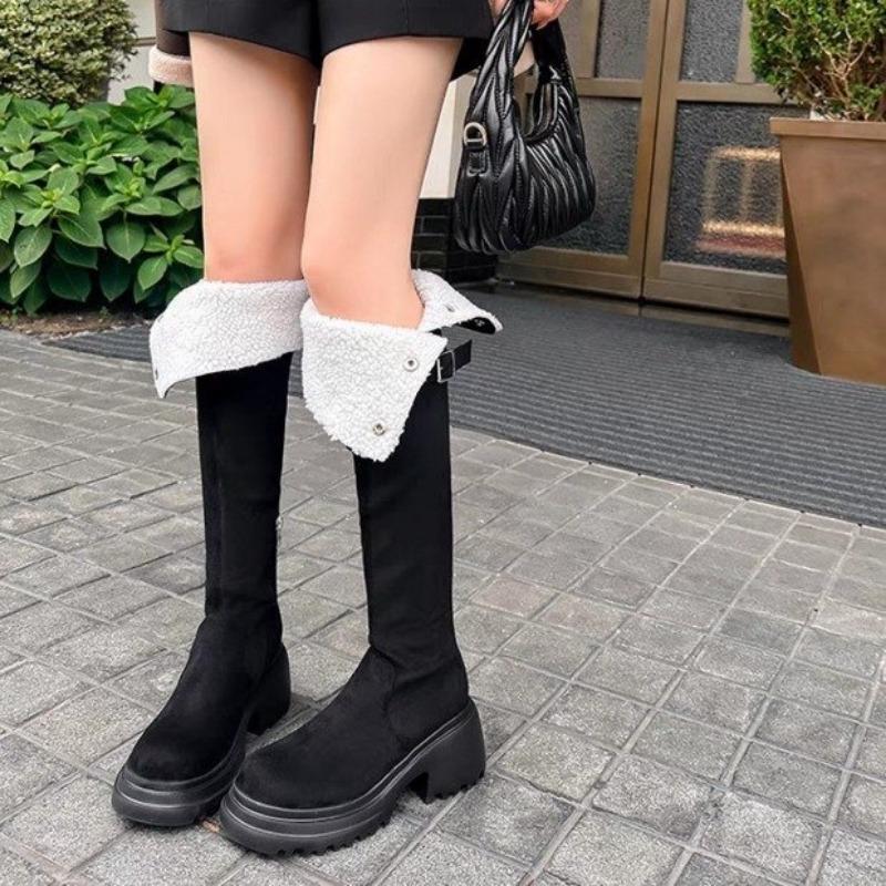 New Maillard high-heeled boots, children's thick-soled two-wear stacking boots, high knight boots