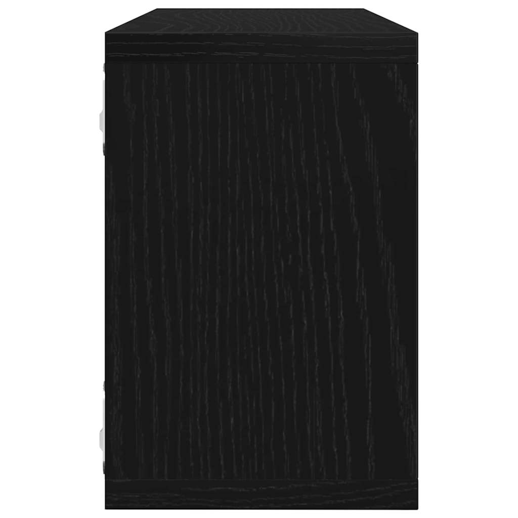 Wall Shelves with Shelf 4 pcs Black Oak Effect 60 x 15 x 23 cm