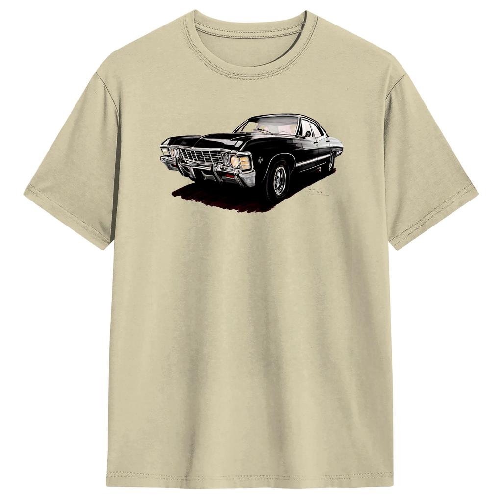 Supernatural Impala T-Shirt Sommer 100% Baumwolle T-Shirts Für Unisex Harajuku Bedrucktes T-Shirt Kurzärmlig Y2K Lustiges Oberteil Tees