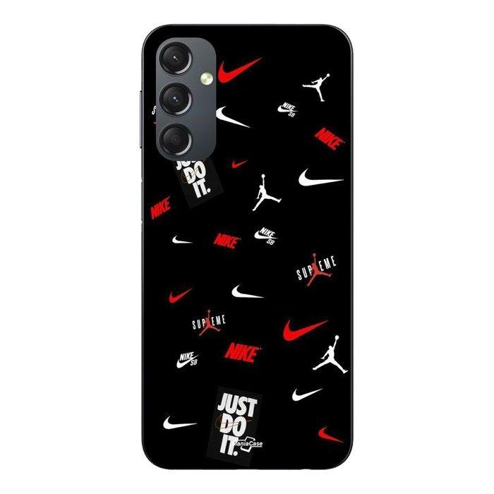 Coque Pour Samsung galaxy A24 NIKE JORDAN Blanc rouge fond noir Maniacase