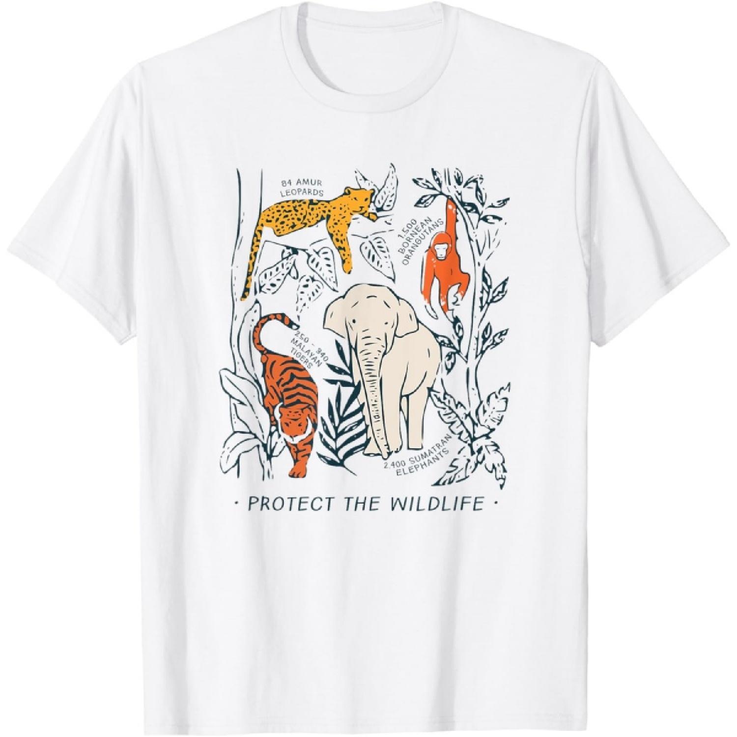 Protect The Wildlife Botanical Chart Shirt Endangered Animal T-Shirt XXXXXL белый