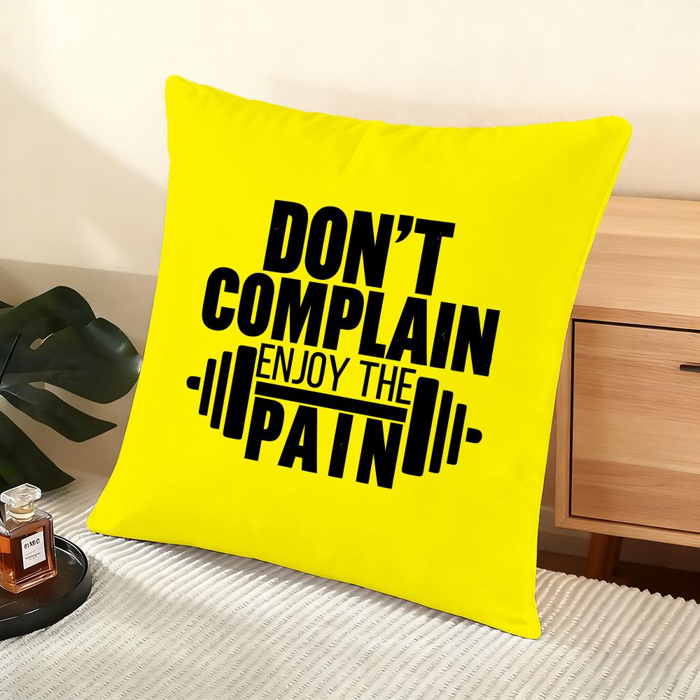 No Pain No Gain Cushion Cover Soft Short Plush Pillow Cover Smooth Cozy Texture Aesthetic Cushion Case Home Decor