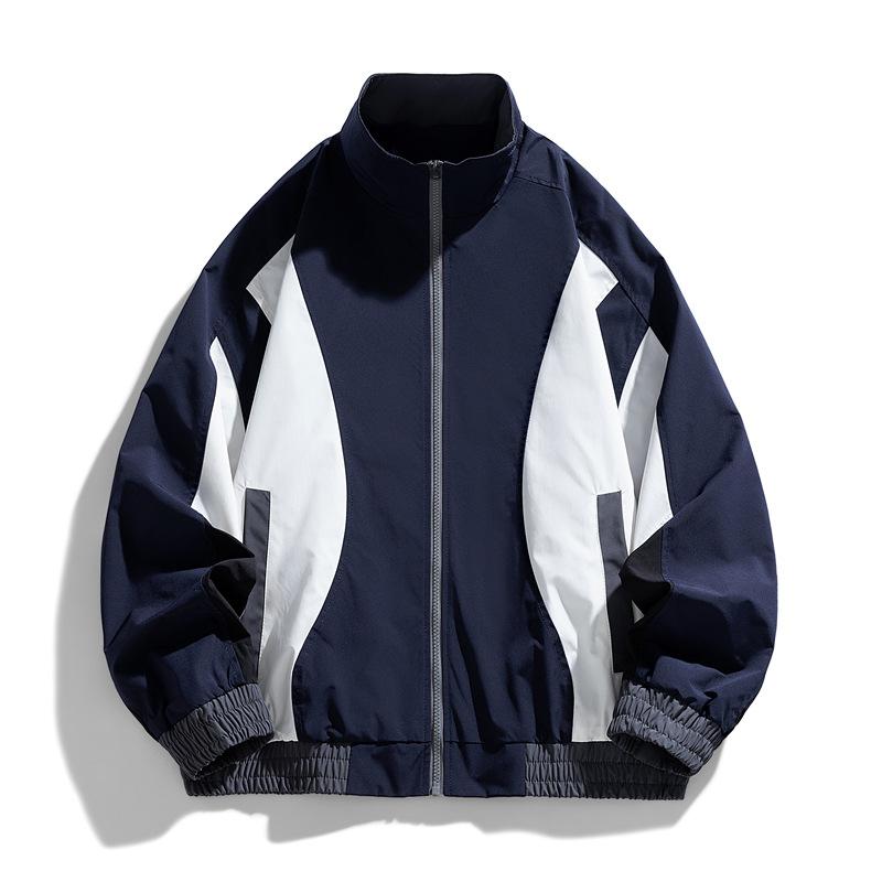 

Men s Waterproof Jacket Spring and Autumn Loose Couple, Stand-up Collar Men s Jacket M темно-синий