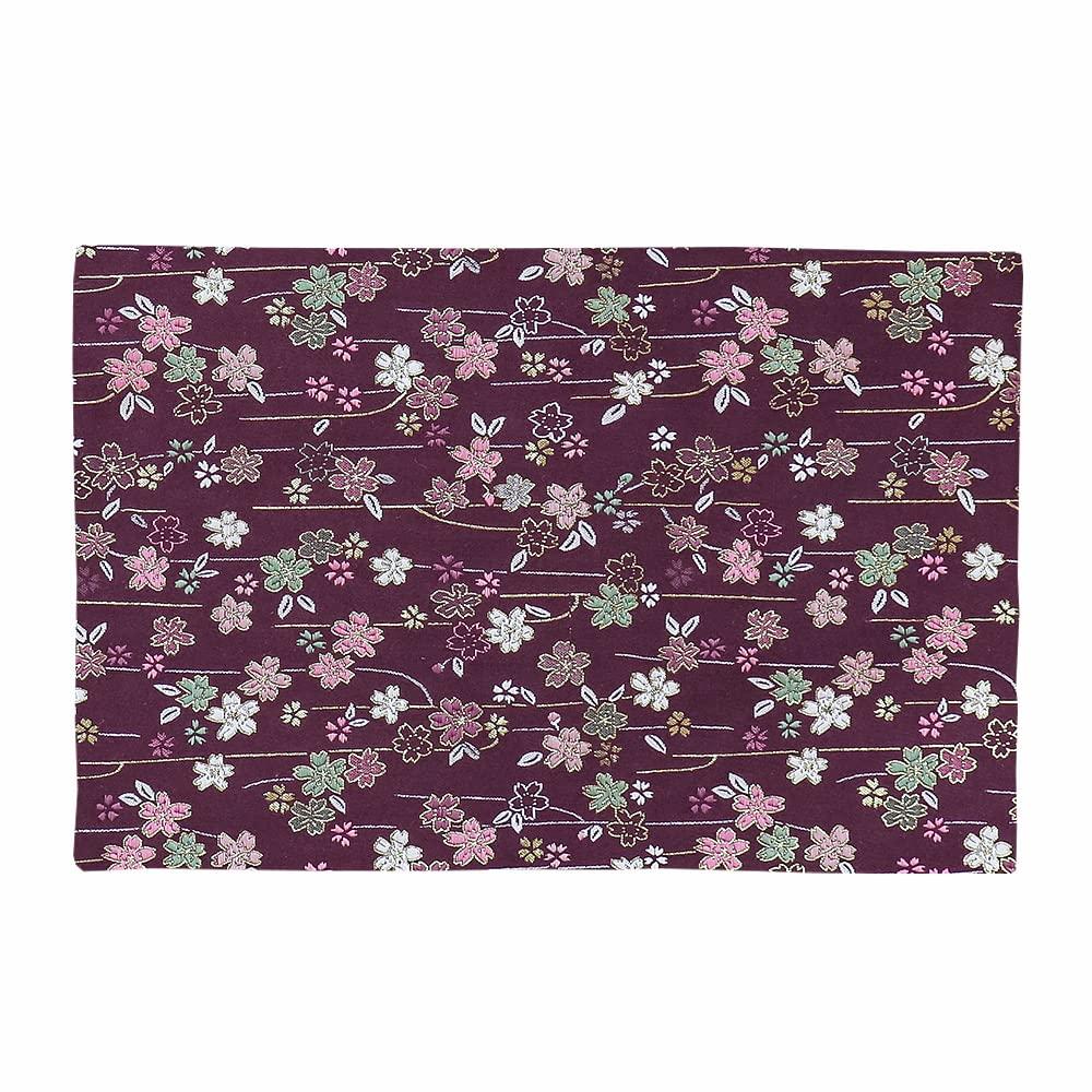 Naamukuma-chan Kobo Sakura Pattern Sutra Desk Cover, High-Quality Kyoto-Style Brocade Rug, Flame-Retardant, Size 25cm X 38.5cm (Size 16, 001, Purple)