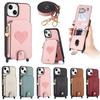 Zipper Wallet Shoulder Chain Case for Iphone 14 Plus 13 12 11 Pro Max Vertical Cards Solt Leather Lanyard Crossbody Bag Cover