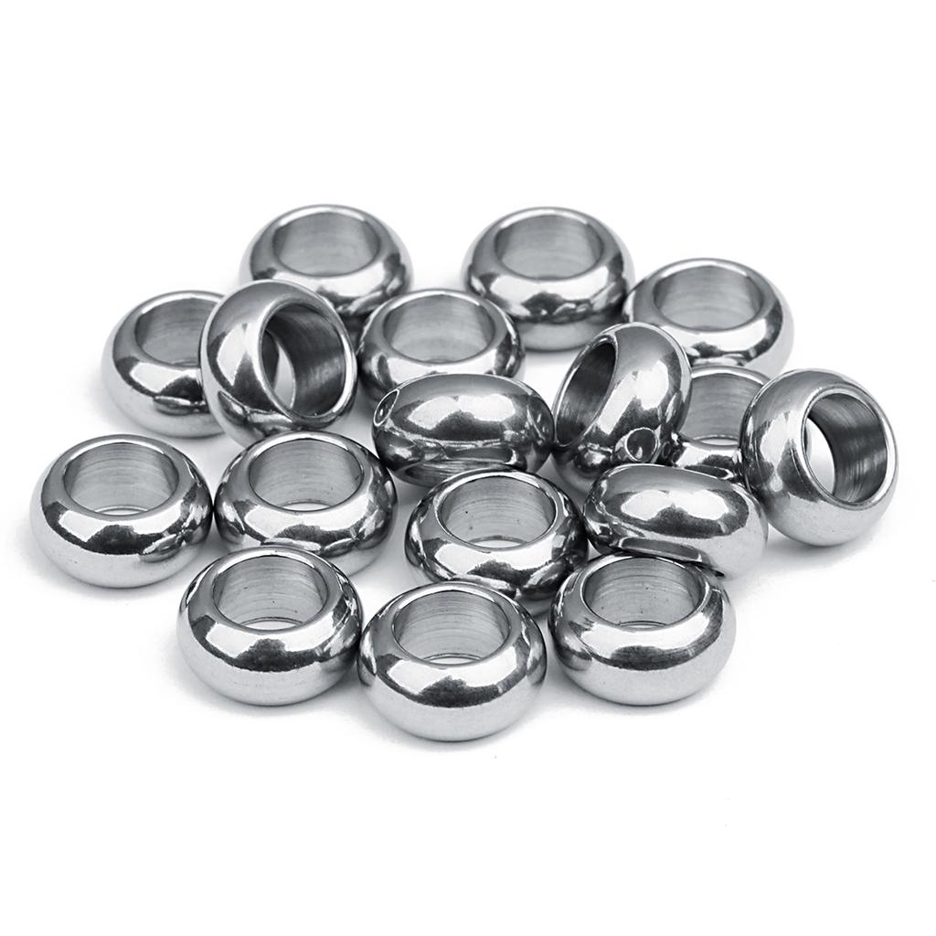 20pcs/lot Stainless Steel Beads Large Hole Round Loose Spacer Beads For Jewelry Making DIY Charms Bracelets Necklace Accessories