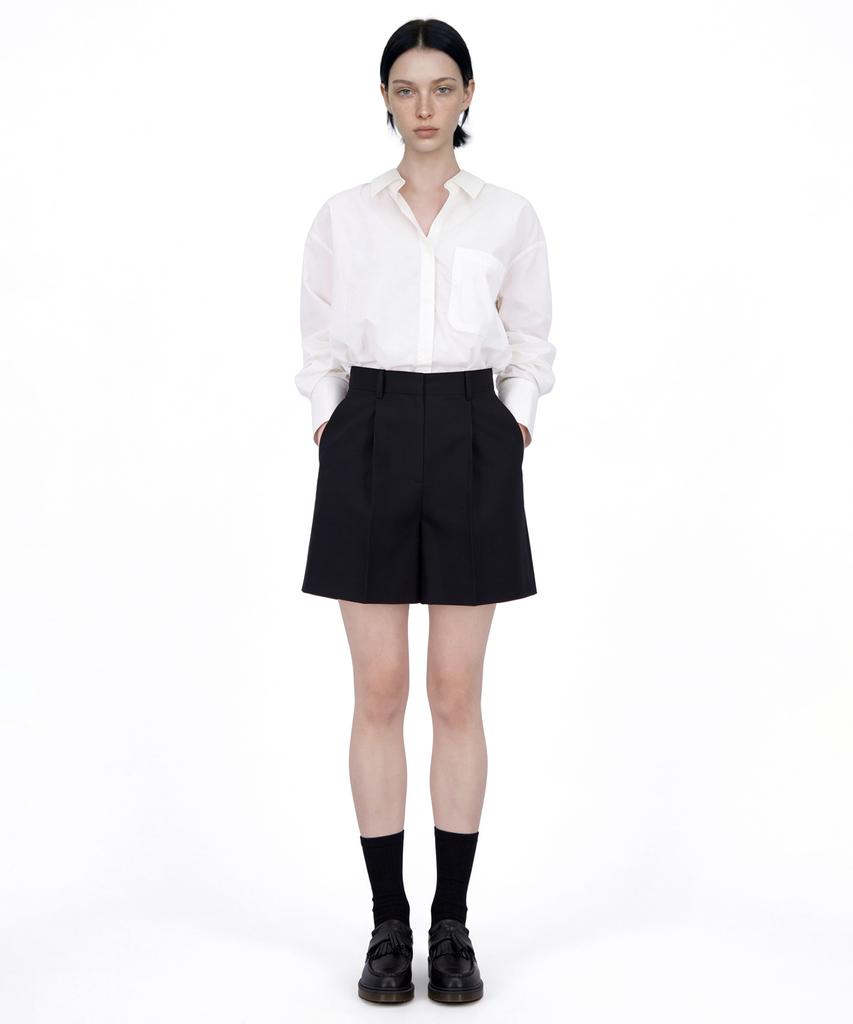 Myuleus Wool Pintuck Shorts Women'S Shorts [Black]
