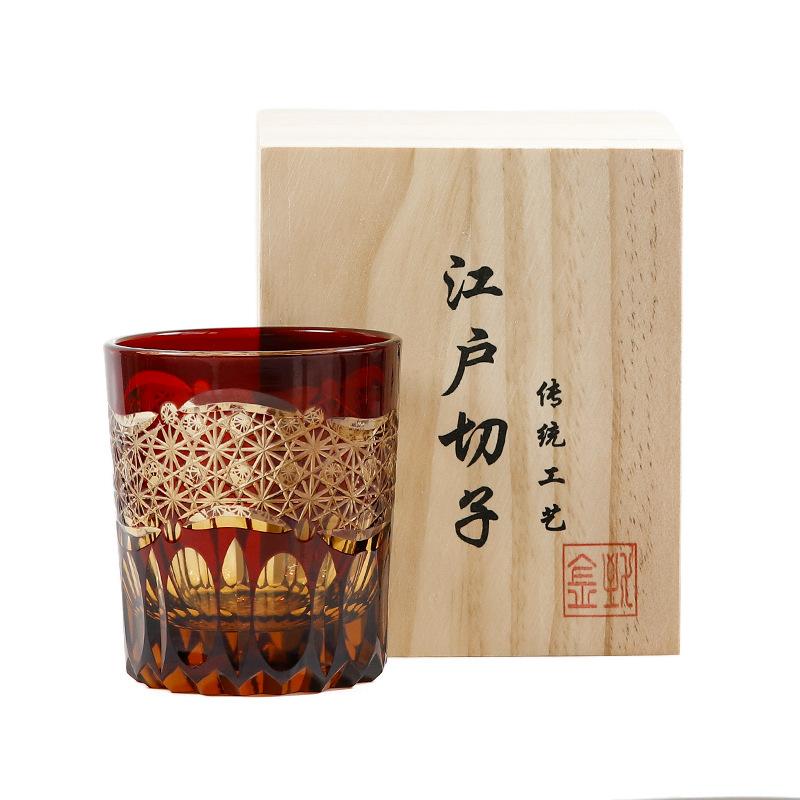 Jinzhi Japanisches Edo-Schliff handgeschnitztes Kristallglas Whiskey Weinglas Riwei Dawning Nische Locke-Glas