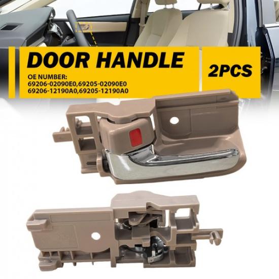 Fit Toyota 03-08 Corolla Interior ide Door Handle Left Right Set Beige Chrome
