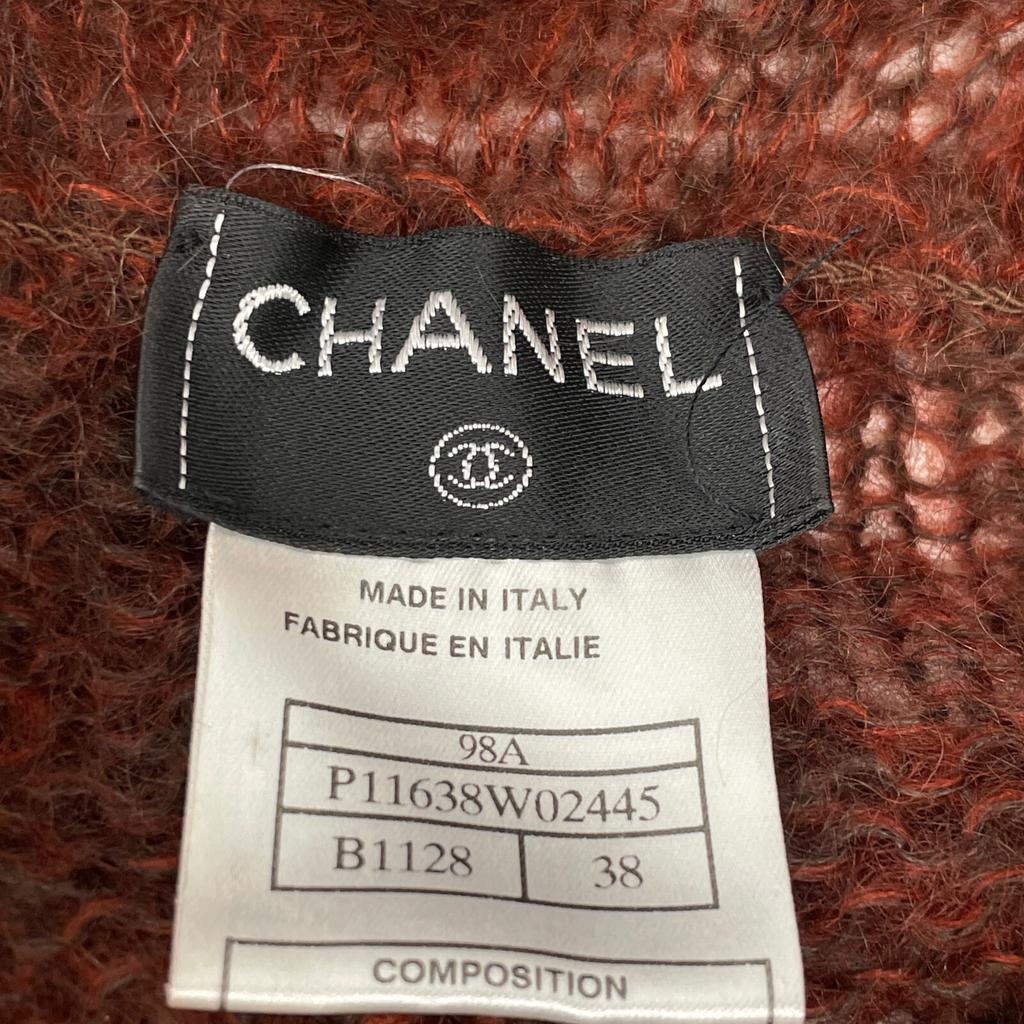 CHANEL [Domestic regular] 98A P11638W02445 CC Logos plate mohair low gauge turtleneck sweater / tops 38 BordeauxUsed