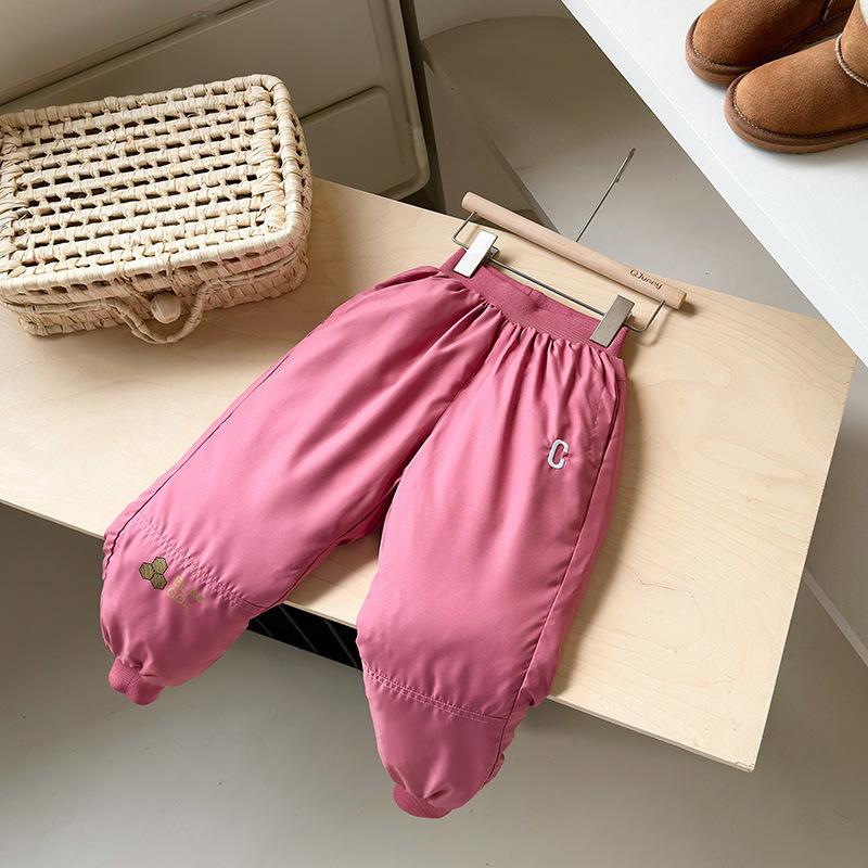 

4-14 лет Девочки Мальчики Зимние Теплые Пуховые Штаны Повседневные Эластичные Утепленные С Принтом Букв Детская Одежда Штаны на Хлопковой Подкладке 100