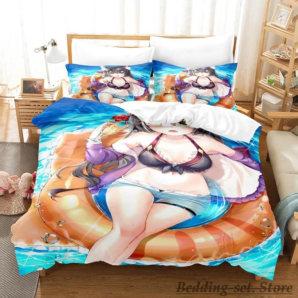 Kawaii Kyaru Bedding Set Single Twin Full Queen King Size Bed Set Adult Kid Bedroom Duvetcover Sets  Anime Grils