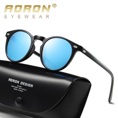 aoron Modische Sonnenbrille mit runden Gläsern und polarisiertem TR90-Rahmen, UV400-Schutz, Blendschutz für Männer und Frauen