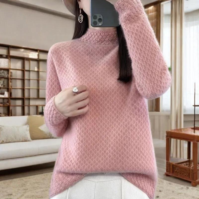 Autumn Winter Women's Sweater Wool High Neck Knit Pullover Thick Jumpers Female Knit Tops