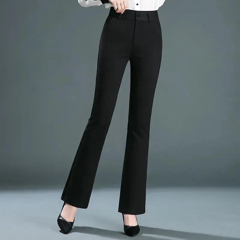 

Women s Spring/Fall Loose-Fit High-Waisted Straight-Leg Slimming Pants Middle-Aged Mom s Elegant Slightly Stretchable Commuter Pants XS чорний