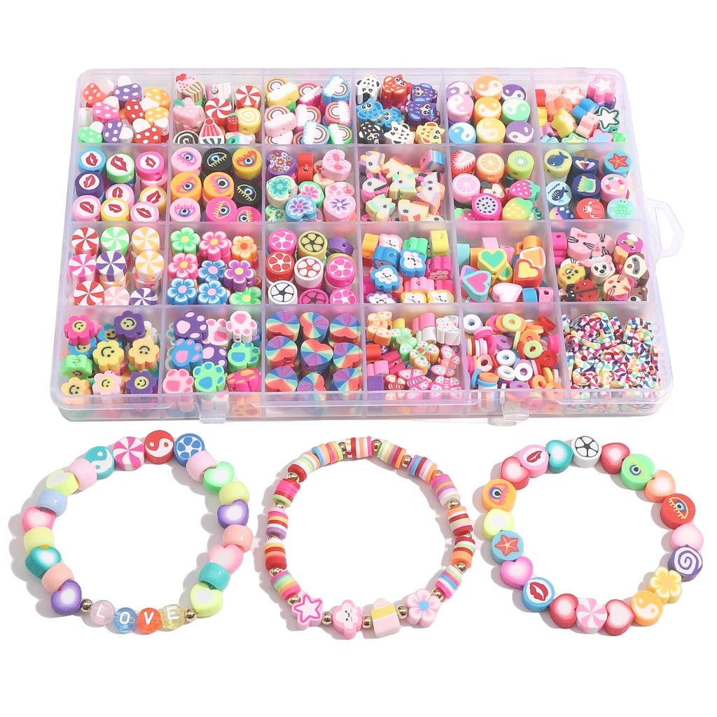 610Pcs/box Clay Beads Ceramic Beads For DIY Bracelet Necklace Jewelry Making Accessories