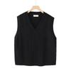 2026 Spring Korean V-neck Cable Knit Vest: Women's Plus Size Sleeveless College Style Layering Tank Top Shrug