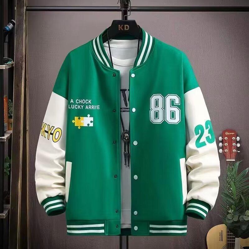 

Осенняя женская бейсбольная куртка больших размеров с красочным буквенным принтом и свободным плетением M зелёный