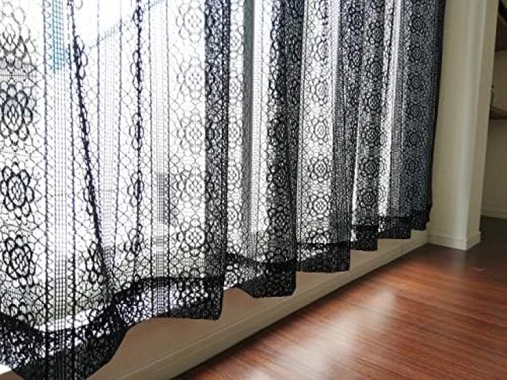 

Kaei Lace Кружевной набор Сделано по размеру Легко колышущиеся на этих шторах пропускают Современные и с нужной степенью прозрачности для спокойной Ширина чёрный