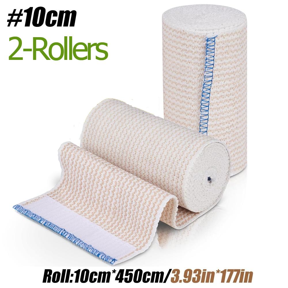 2Rolls Premium Elastic Bandage Wrap,Cotton Latex Free Compression Bandage Wrap With Self-Closure, Support & First Aid For Sports