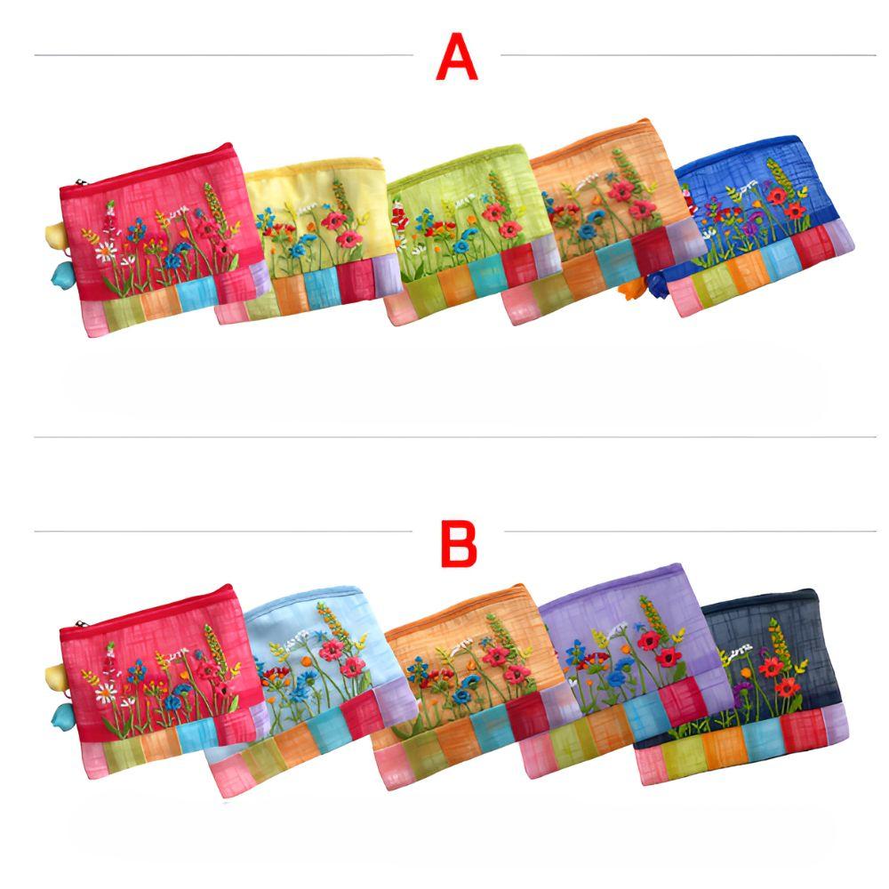 Korean Traditional Saekdong Coin Pouch Set 5pcs Ramie Fabric Small Wallet Gift