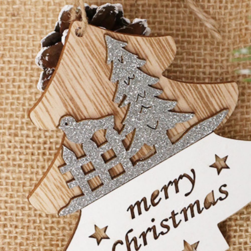 Christmas Wooden Ornaments Wood Christmas Decorations Rustic Farmhouse Christmas Ornaments Set Wooden Double Layer for Home