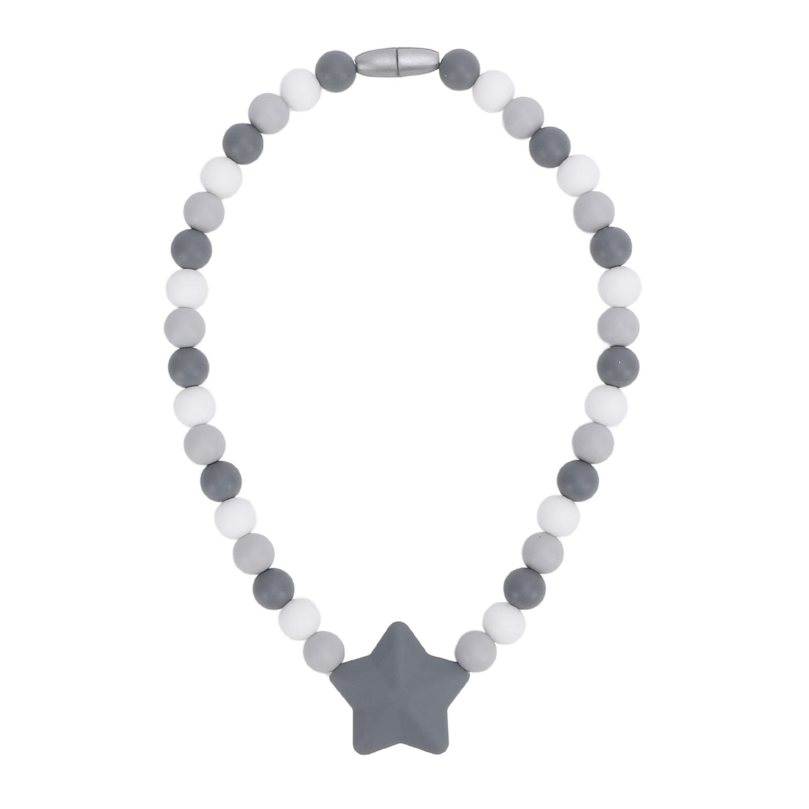 

Силиконовое ожерелье для сенсорных детей, регулируемый ремешок, легко чистится, симпатичное, стильное, сенсорное ожерелье, игрушка Gray