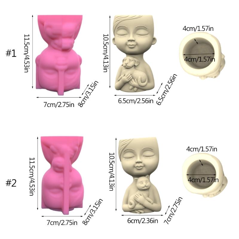 Boy and Puppy Succulent Pot Mold for DIY Concrete Flower Pots Resin Mold Pen Holder Resin Mold Desktop Decoration Home