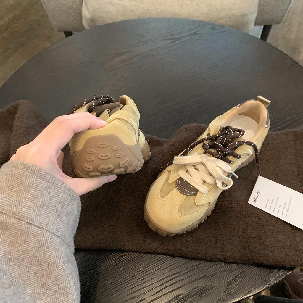 Grape mother, the same style, velvet sports, heightening in the wind, thick-soled German training shoes for women, Forrest Gump shoes, autumn and wint