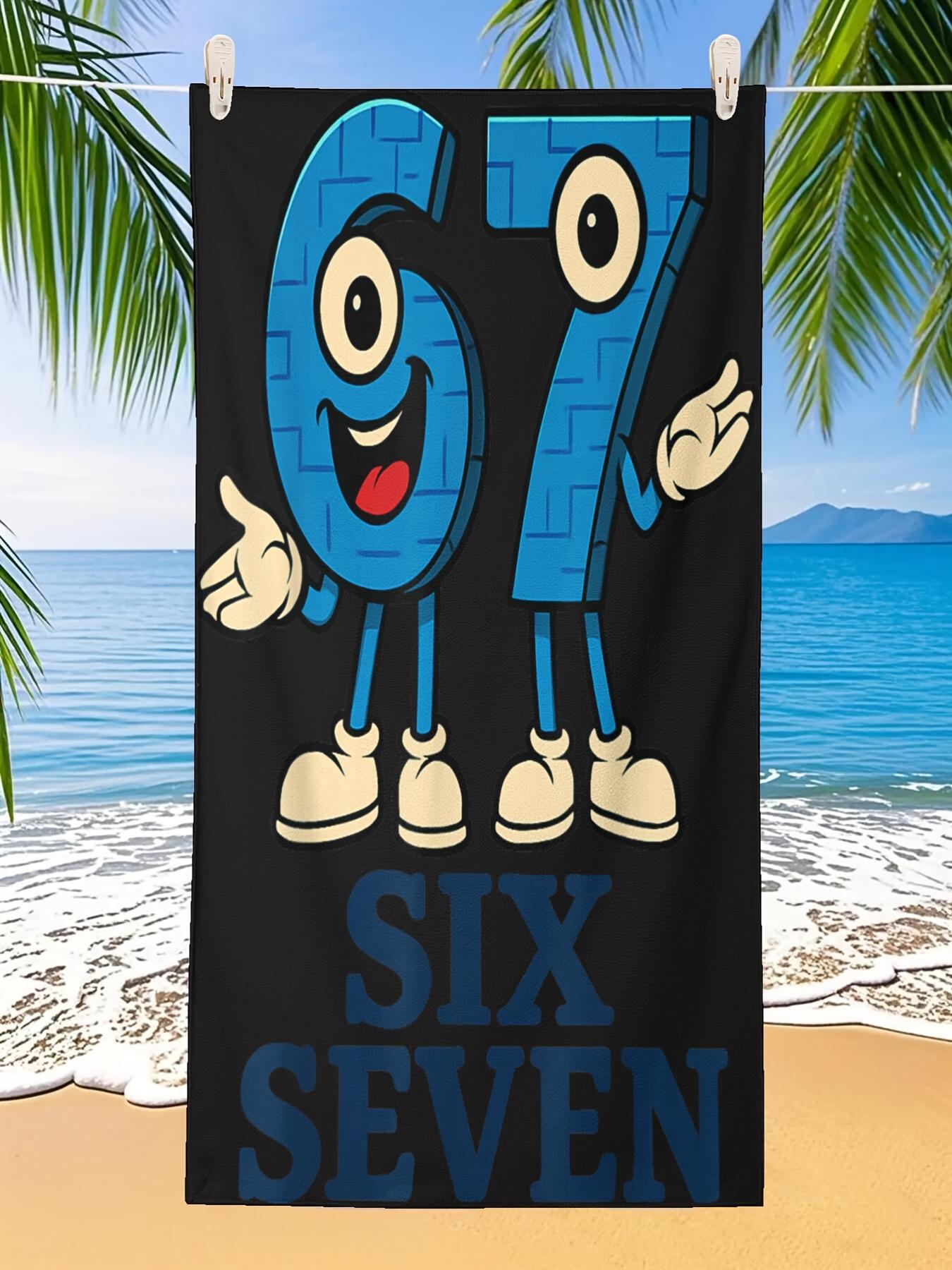 Lang Pattong White 1Pc Beach Towel - Funny 67 Number Meme & Italian Brainrot Math Puzzle Quick-Dry Microfiber For Adults/Pool/Travel