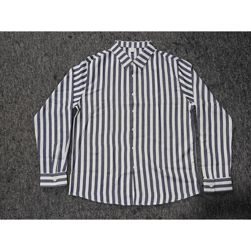 Mens Striped Casual Loose Long Sleeve Shirt