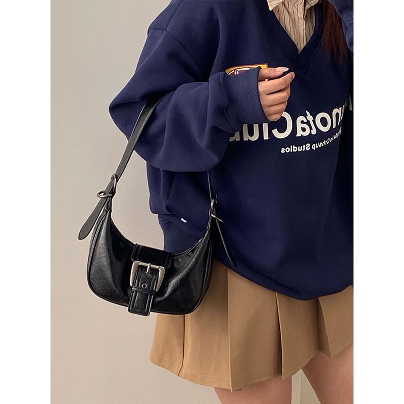 Ielgy Autumn Winter High-End Black Underarm Bag Shoulder Messenger Bag