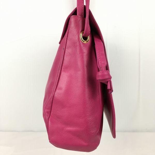 EPISODE Italy Made Leather Shoulder Bag Dark Pink Plain Adjustable Strap Length(USED)