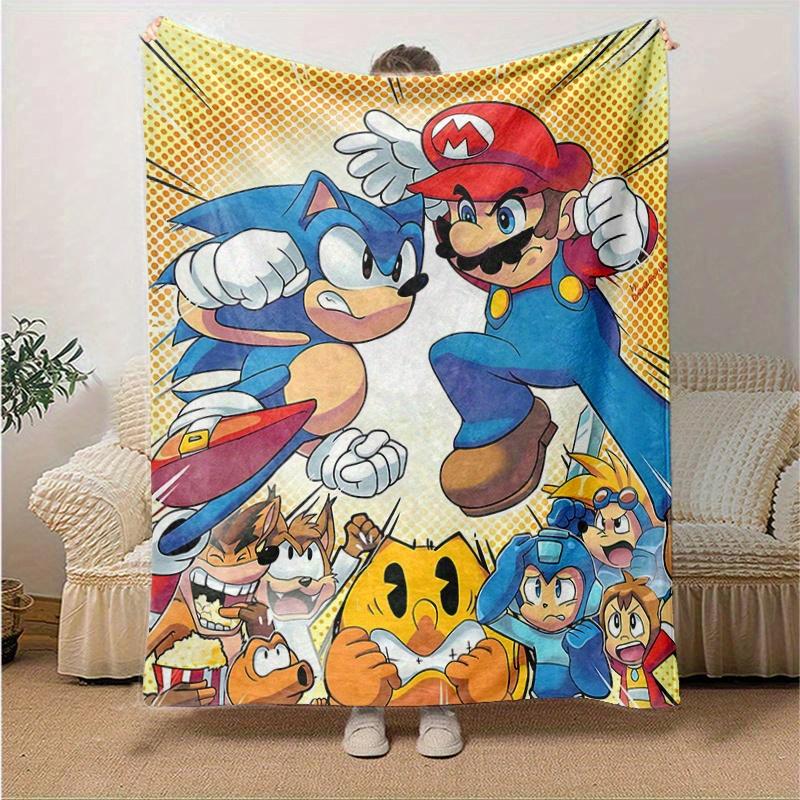 

1pc Sonic the Hedgehog 3 Theme Blanket Cute Cartoon Throw for Home Decor, Gift Idea, Living Room .D084 80x120cm